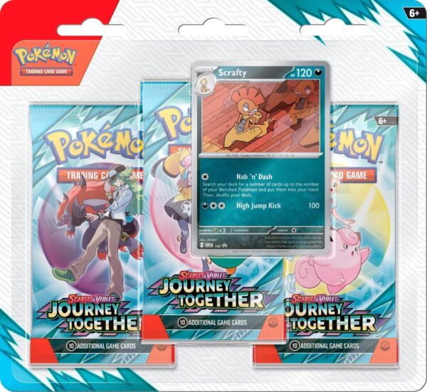 Scarlet & Violet: Journey Together - 3 Pack Blister (Scrafty) (Pre-Order) Limited 1 Per Household
